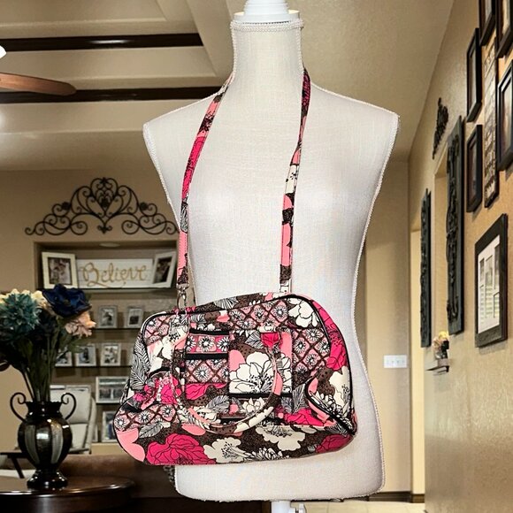 Vera Bradley*Rare*Convertible Satchel*Mocha Rouge - Picture 1 of 7